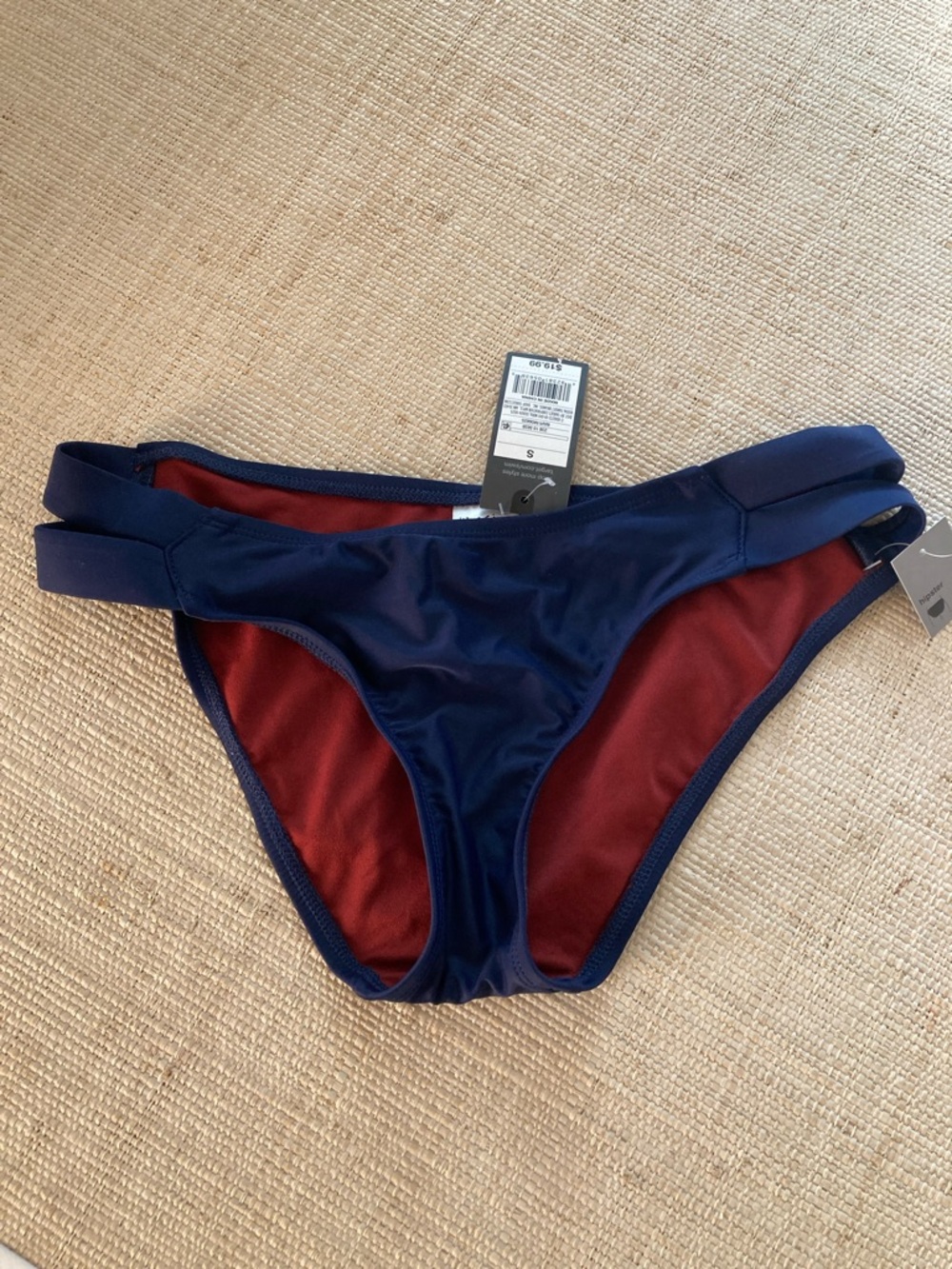 Vogue Navy Bikini Bottoms with Burgundy Lining